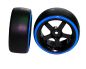 Preview: HRC Racing Reifen 1/10 Drift montiert 5-Spoke Felgen 3mm Offset Dual Color Slick Schwarz/Blau