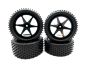 Preview: HRC Racing Reifen 1/10 Buggy montiert Schwarz Felgen 4WD Vorne und Hinten 2.2 Stub Pattern 4 Stck HRC61105S