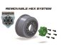 Preview: LOUISE SC Rocket Reifen M-Oval soft auf Felge schwarz mit tauschbare Radmitnehmer