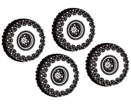 Absima GRABBER M/T Reifen Set auf schwarzer Felge für Micro Crawler 1:18