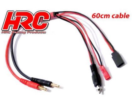 HRC Racing Ladekabel 4mm Bullet zu JST / Receiver BEC / Glow Plug 600 mm Gold
