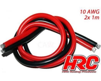 HRC Racing Kabel TSW Pro Racing 10 Gauge 5.2mm2 Silber 1050 x 0.08 Rot und Schwarz 1m jedes