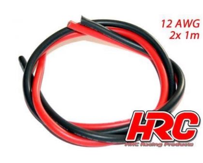 HRC Racing Kabel TSW Pro Racing 12 Gauge 3.3mm2 Silber 680 x 0.08 Rot und Schwarz 1m jedes