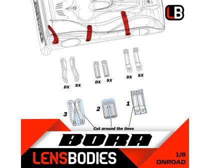 Lens Bodies Karosserie Versteifung 1/8 mit Abrisskante HRELB08STIFF-WING