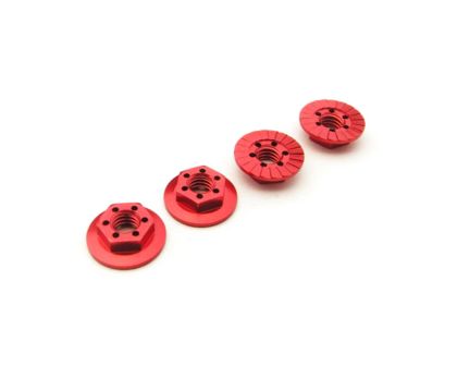 Hiro Seiko Thin Serrated Wheel Nut 4mm Red