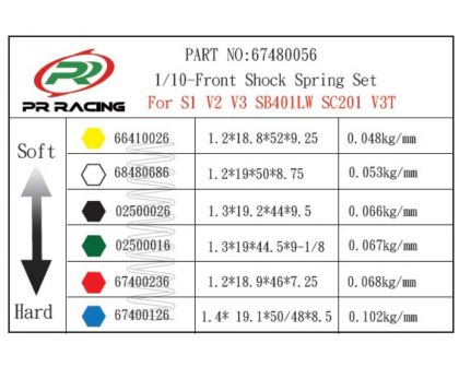 PR Racing ST 1 Front Shock Spring H+16.3mm