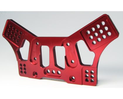 Robitronic Aluminium CNC Dämpferbrücke vorne Mantis rot eloxiert
