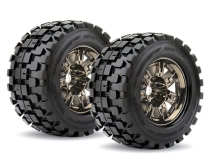 Roapex Rythm Reifen 1/8 Monster Truck auf Chrome schwarzer Felge 17mm 1/2 Offset
