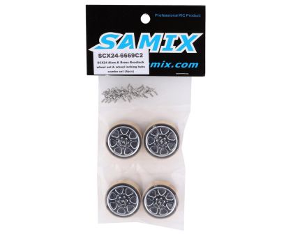 Samix Alu und Messing Beadlock Felgen 1.0 Set mit Zentral Verschluß schwarz für SCX24