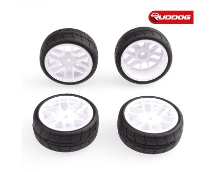 Sweep HANKOOK Tread Belted tires Pre-glued set Pro-compound 32deg 24mm for Carpet 12 Spoke White wheels + EXP-LS4