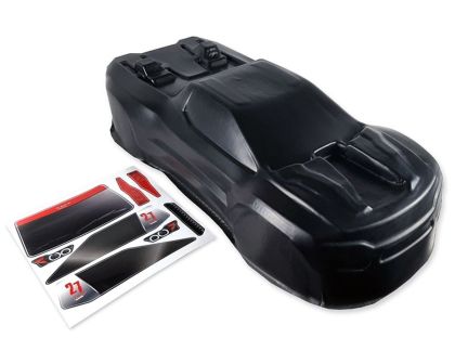 TMT Karosserie unbreakable schwarz mit Sticker für Traxxas XRT