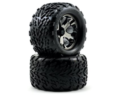 Traxxas Reifen verklebt auf schwarzer Chrom Felge 12mm TRX3669A