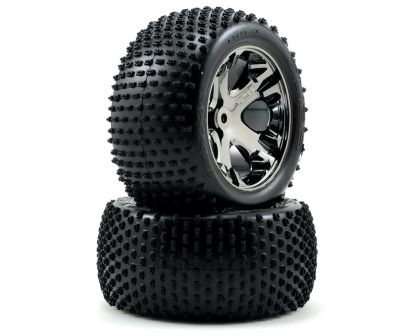 Traxxas Reifen verklebt auf schwarzer Chrom Felge 12mm TRX3770A