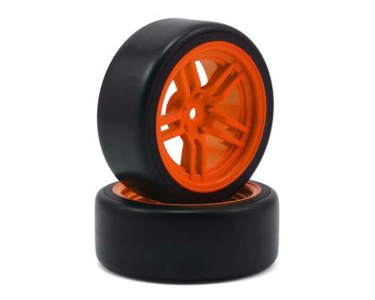 Traxxas Reifen auf Felgen verklebt Split Spoke Felge orange vorne TRX8376A
