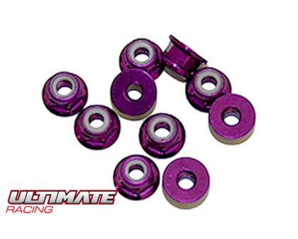 Ultimate Racing Muttern M3 nyloc flanged Aluminium purple UR1503-P