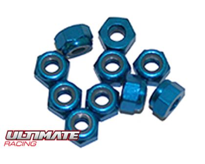 Ultimate Racing Muttern M4 nyloc Aluminium blau