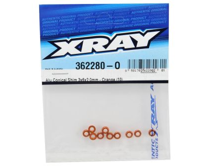 XRAY Alu Unterlegscheiben konisch 3x6x2mm orange