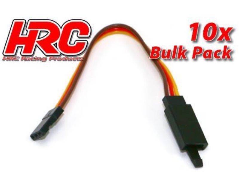 HRC Racing Servo Verlängerungs Kabel mit Clip Männchen/Weibchen JR typ 10cm Länge BULK 10 Stk. HRC9240CLB