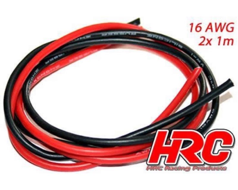 HRC Racing Kabel TSW Pro Racing 16 Gauge 1.3mm2 Silber 252 x 0.08 Rot und Schwarz 1m jedes HRC9541B