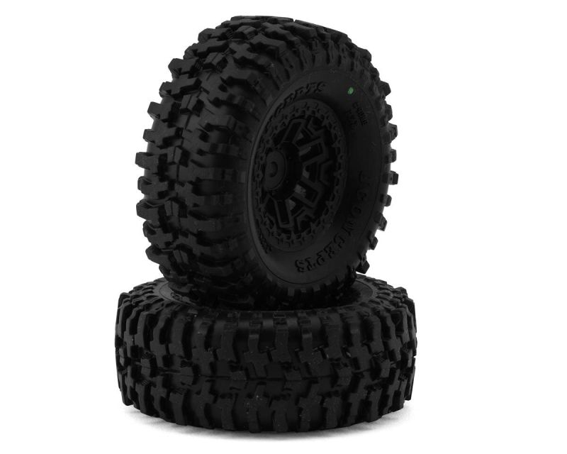 JConcepts Tusk Reifen 1.0 grün auf schwarzer Felge für TRX-4M JCO4066-32412