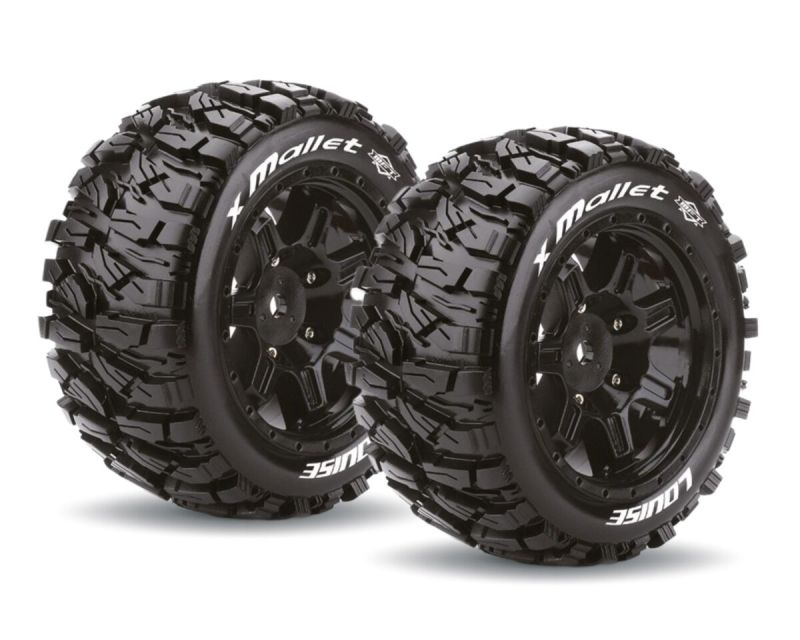LOUISE X-MALLET Sport Reifen auf schwarz Felge für Arrma Karton 8S LOUT3350BM