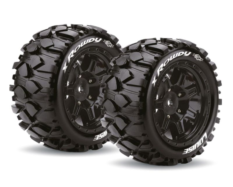 LOUISE X-ROWDY Sport Reifen auf schwarz Felge für Arrma Karton 8S LOUT3351BM