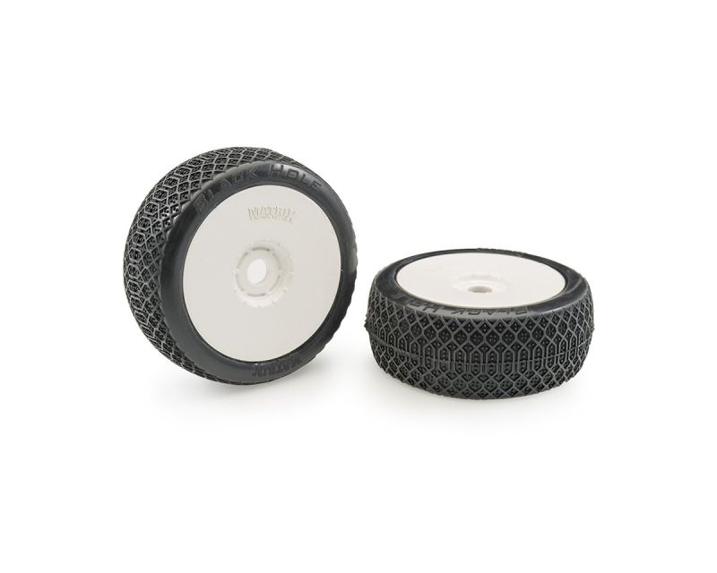 Matrix Racing Blackhole Soft 1:8 Buggy Reifen auf weißen Felgen MX-BLAS-GL