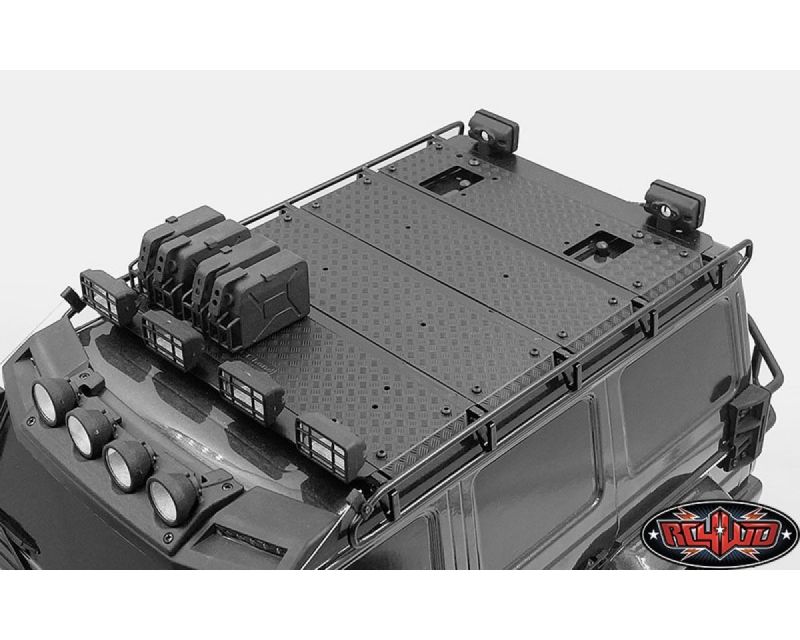 RC4WD Command Roof Rack Diamond Plate and 6x Square Lights