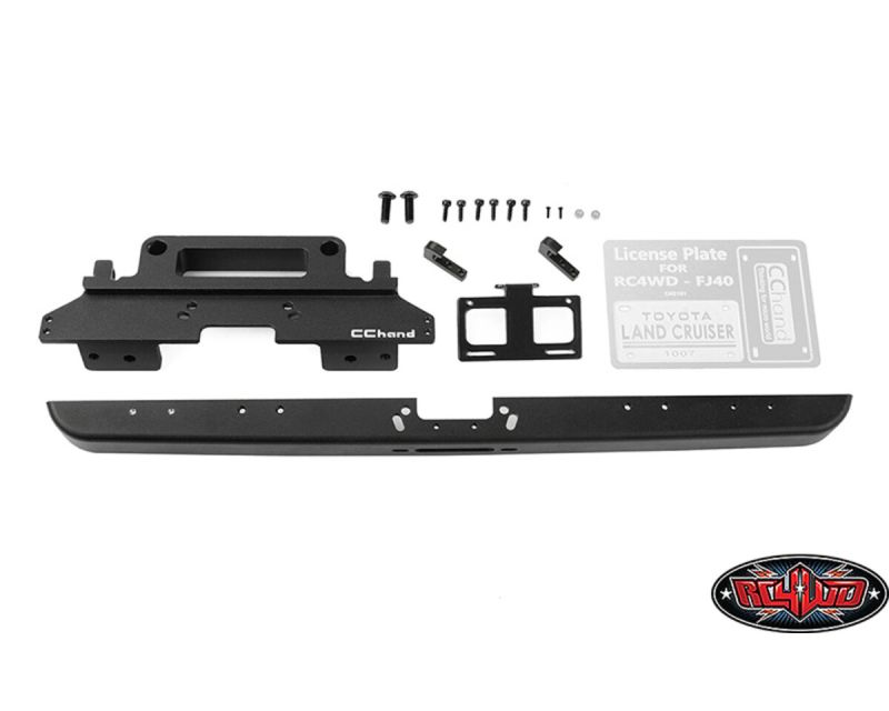 RC4WD Classic Front Bumper License Plate for Trail Finder 2 Truck Kit LWB 1980 Toyota Land Cruiser FJ55 Lexan Body Set Black