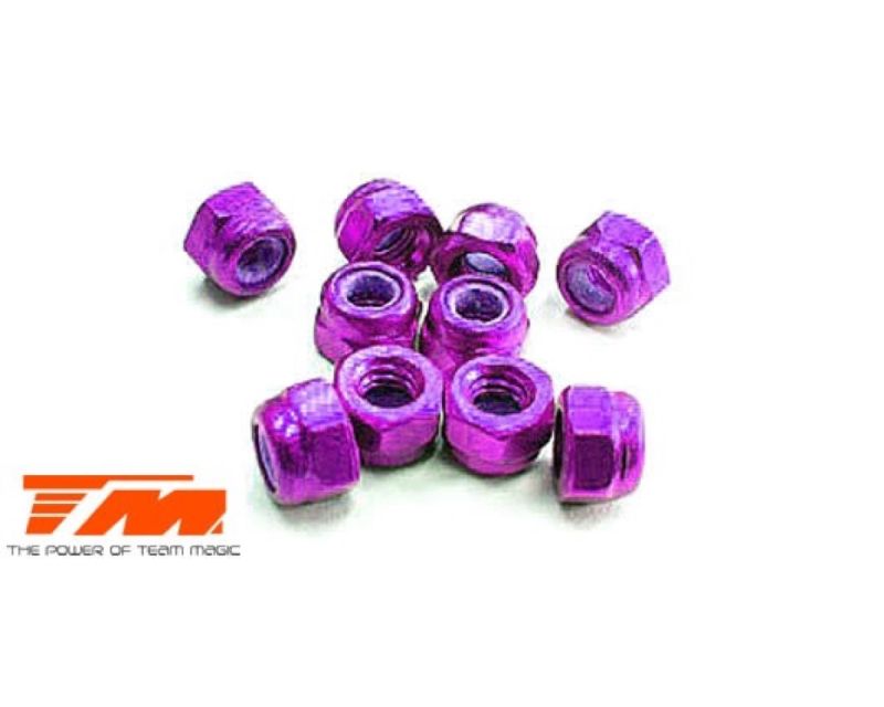 Team Magic Muttern M3 nyloc Aluminium Purple TM111007P