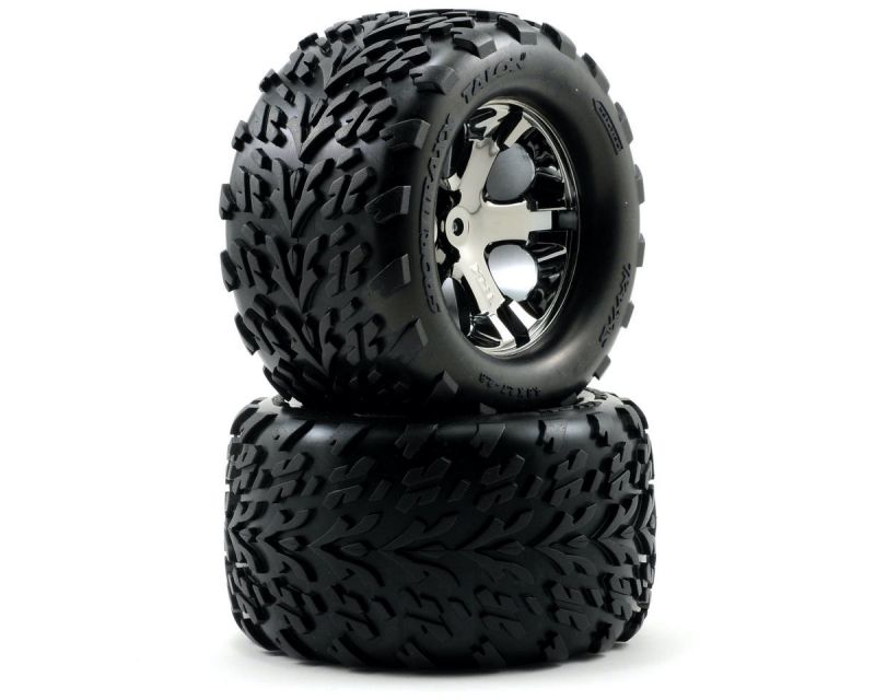 Traxxas Reifen verklebt auf schwarzer Chrom Felge 12mm TRX3668A