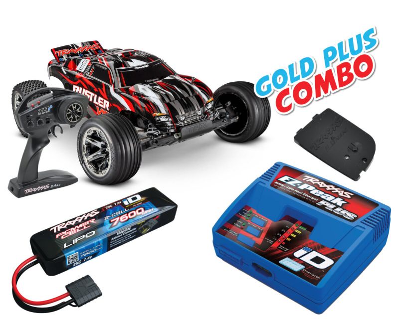 Traxxas Rustler VXL rot Magnum 272R Gold Plus Combo TRX37076-74-RED-GOLD-PLUS-COMBO