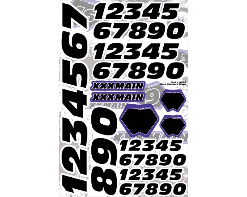 XXX Main Aufkleber Nummern Moto Black XN004