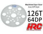 HRC Racing Hauptzahnrad 64dp Low Friction Gefräst Delrin Diff Style 126 Zähne HRC764126A